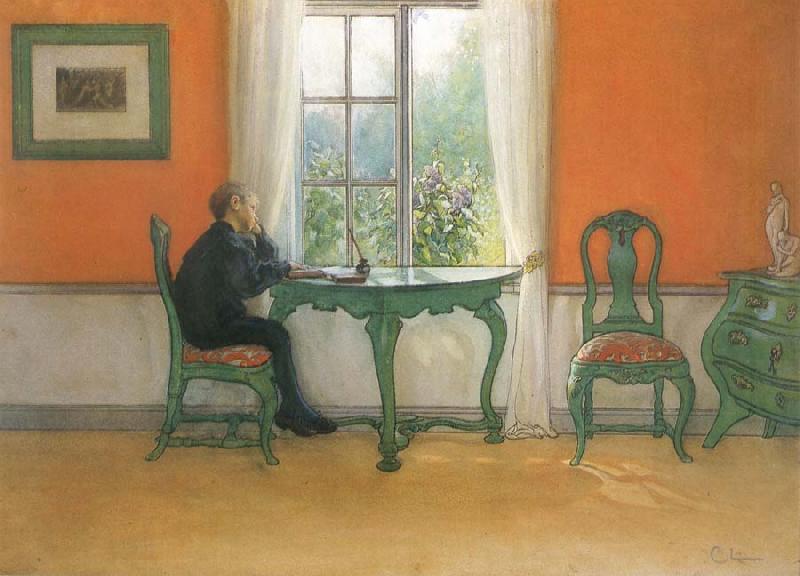 Carl Larsson Catch-up Home work in Summertime oil painting picture